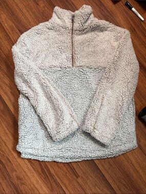 miami Plush Sherpa Quarter-Zip Jacket - Light Gray